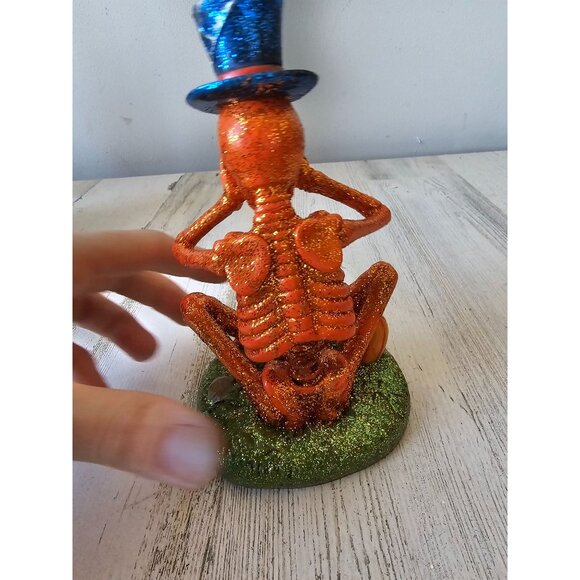 Inter-american glitter skeleton bobble Halloween decor unique pumpkin sparkle se - Picture 3 of 7